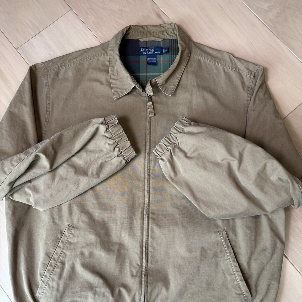 Vintage Polo Ralph Lauren Harrington Jacket XL Dark Khaki Lined Full Zip RRL - Picture 5 of 10